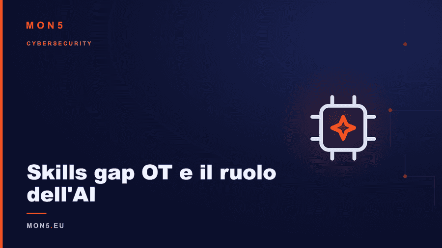 Analista di un SOC industriale affiancato da un assistente AI che filtra avvisi e anomalie su sistemi OT