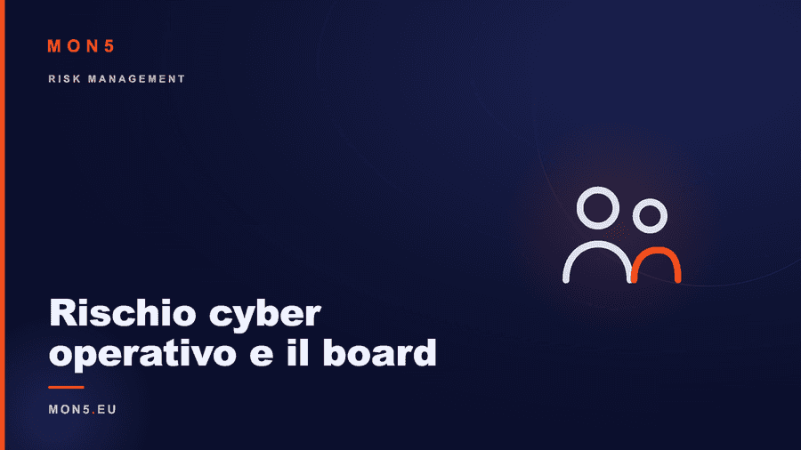Riunione di un consiglio di amministrazione che discute un grafico di rischio operativo e cyber